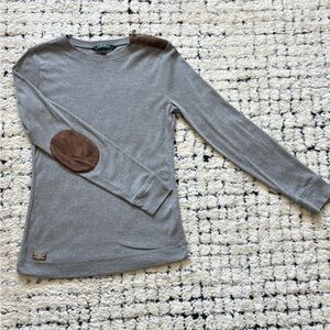 Ralph Lauren Grey Knit Top with Elbow Patches